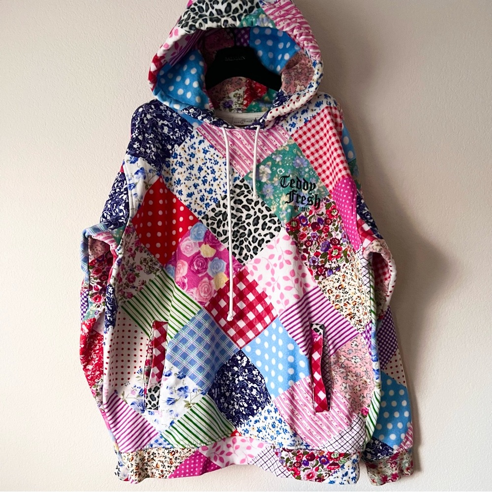 Teddy fresh patchwork 100% cotton hoodie - Picture 5 of 16